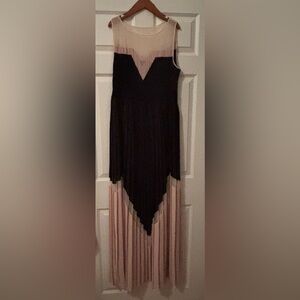 BCBGMaxAzria Black and Cream Asymmetrical Dress